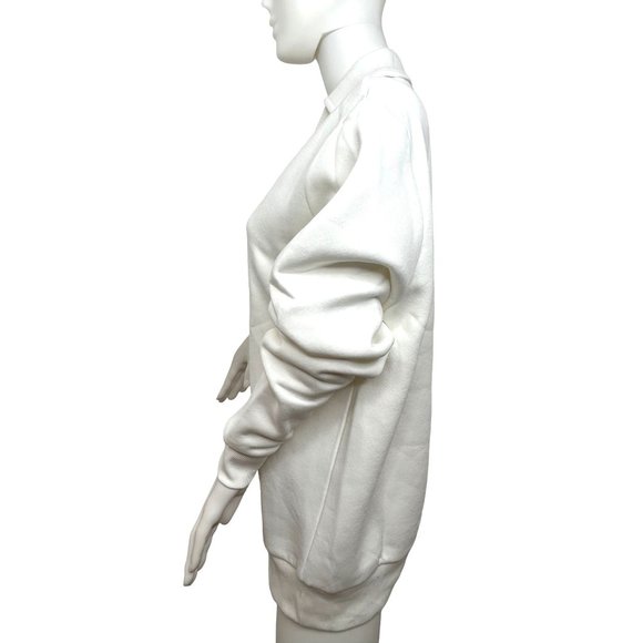 Asos Design Women’s White Sweatshirt S Collar V-Neck Rib Trim Drop Shoulder - Picture 2 of 10